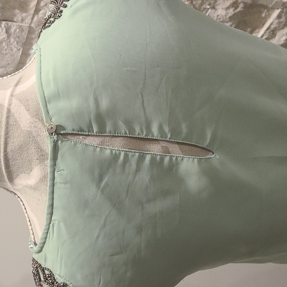 Zara Mint Green sleeveless dress with beaded shoulders - Picture 6 of 8